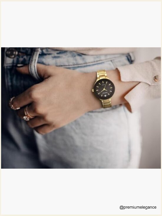 32mm Gold Women\'s Watch with Diamond Accent Analog Quartz main image 7